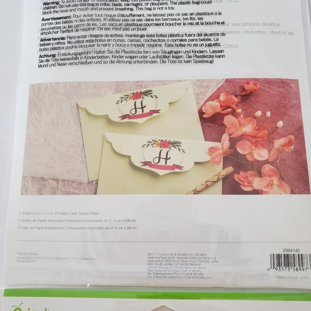 NIP CRICUT Lot Of 4 Printable Clear Sticker Paper 5 Sheets Each 8.5x11